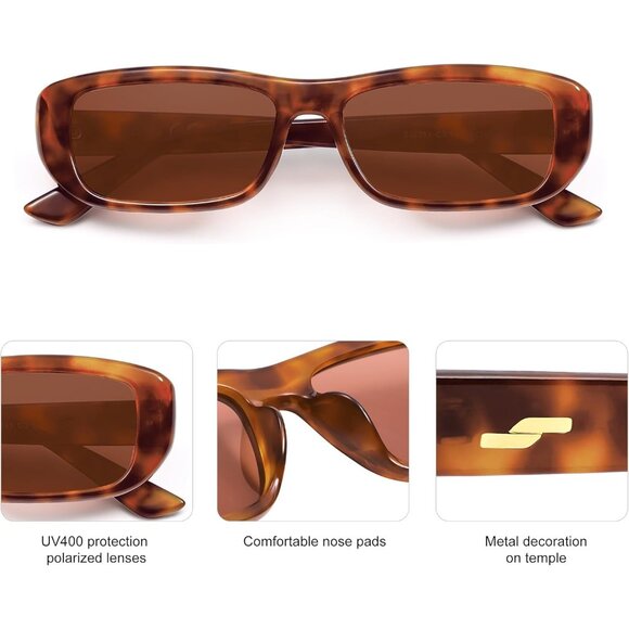 ✨Women Yellow Rectangle Polarized Sunglasses Trendy Narrow Frame Sunnies Eyewear main image 5
